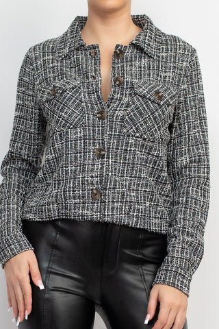 Plaid Button-down Tweed Jacket Look Up Deals