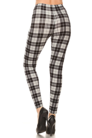 Plaid High Waisted Leggings In A Fitted Style, With An Elastic Waistband Look Up Deals