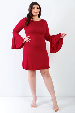 Plus Bell Long Sleeve Mini Dress Look Up Deals