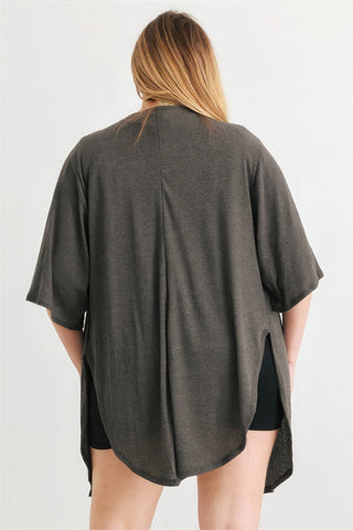 Plus Charcoal Knit Open Front Cardigan Look Up Deals