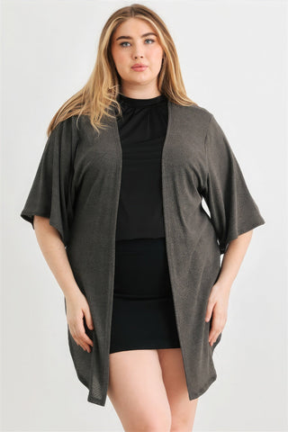 Plus Charcoal Knit Open Front Cardigan Look Up Deals