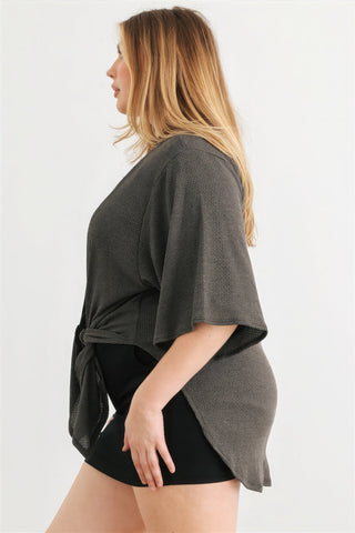 Plus Charcoal Knit Open Front Cardigan Look Up Deals