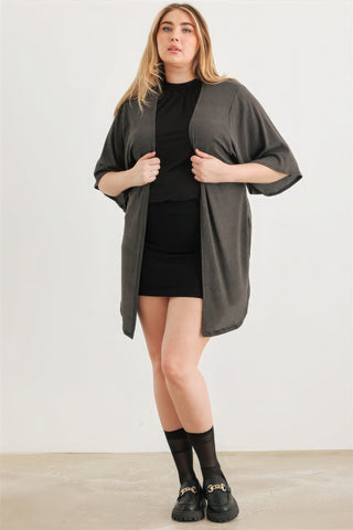 Plus Charcoal Knit Open Front Cardigan Look Up Deals