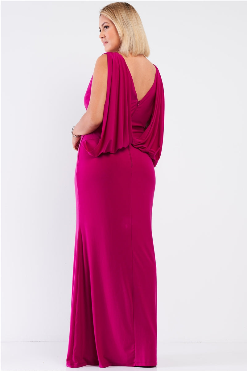 Plus Draped Back V-neck Sleeveless Maxi Dress Look Up Deals