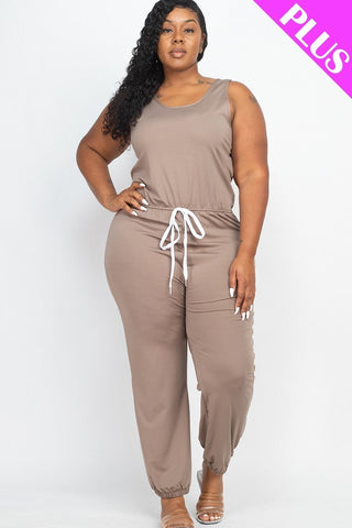 Plus Elasticized Waist Jogger Jumpsuit Look Up Deals