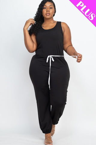 Plus Elasticized Waist Jogger Jumpsuit Look Up Deals