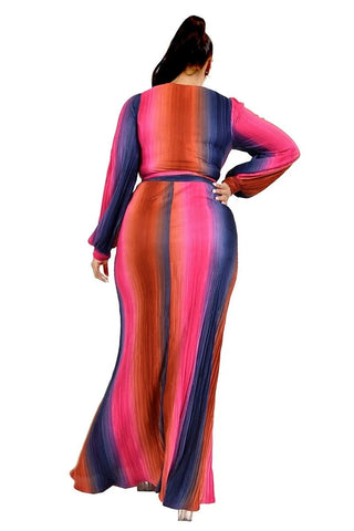 Plus Gradient Stripe 2 Piece Maxi Skirt Set Look Up Deals