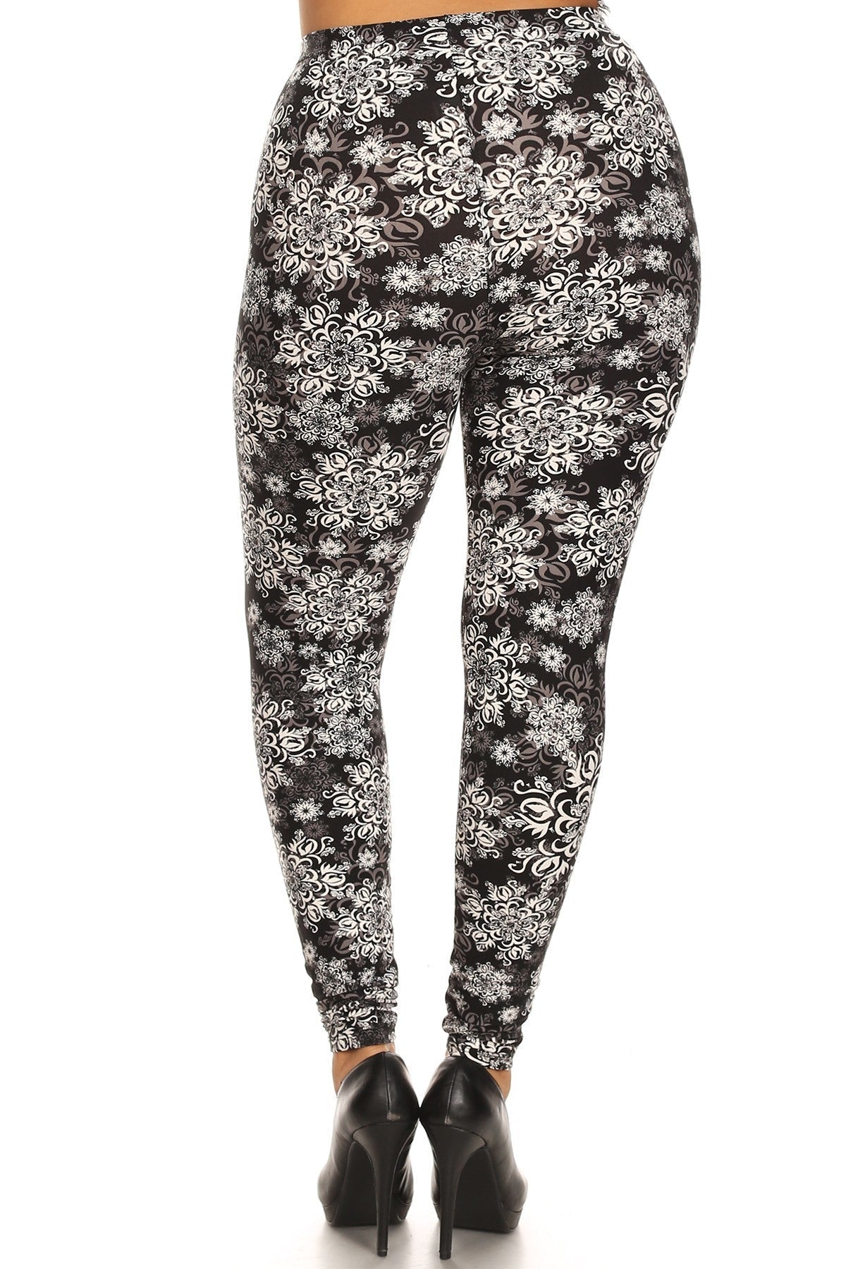 Plus Size Abstract Print, Full Length Leggings In A Slim Fitting Style With A Banded High Waist Look Up Deals