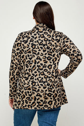 Plus Size, Animal Leopard Printed Knit Cardigan Look Up Deals