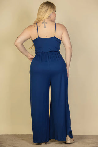 Plus Size Button Front Wide Leg Jumpsuit Look Up Deals