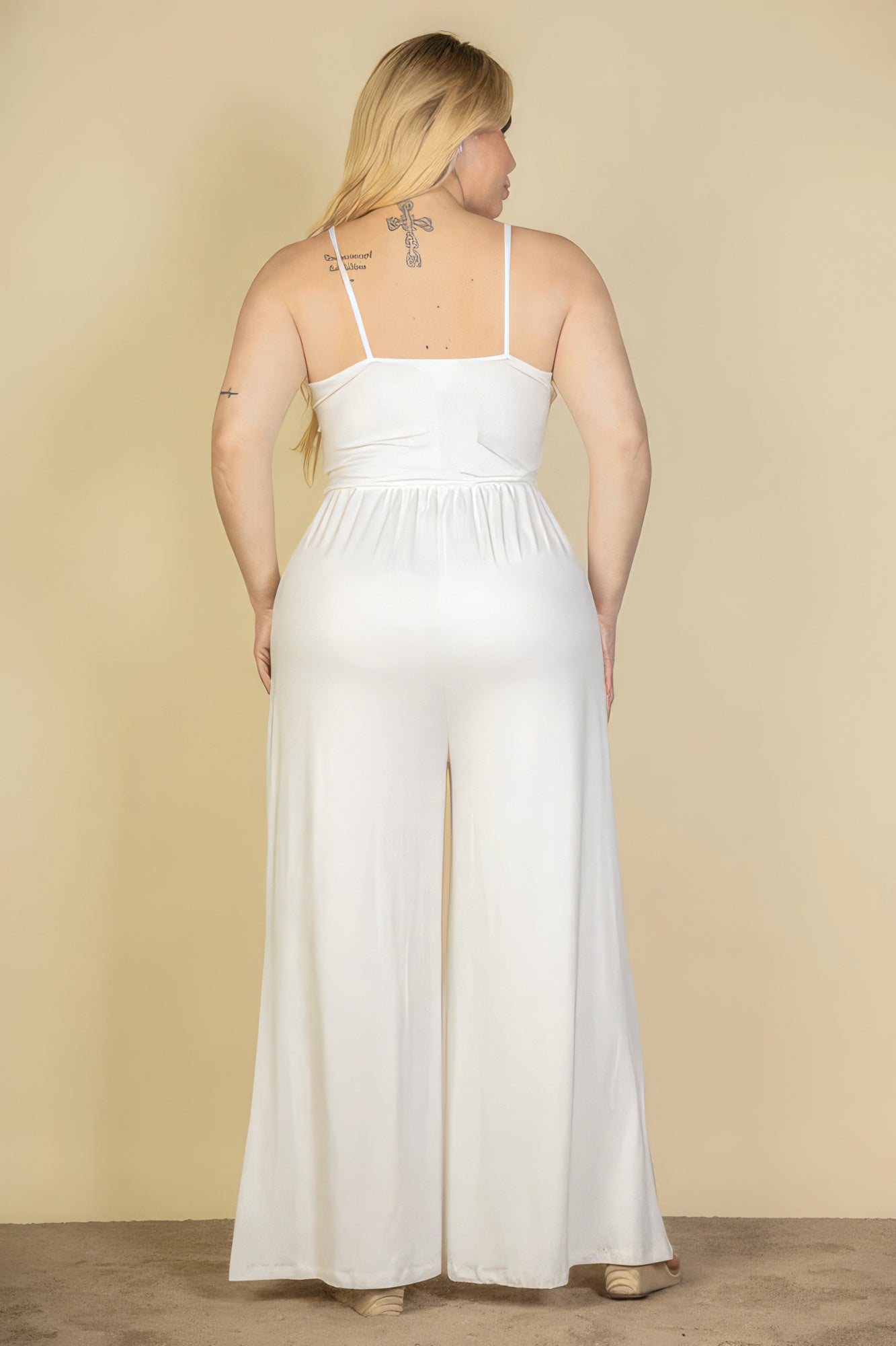 Plus Size Button Front Wide Leg Jumpsuit Look Up Deals