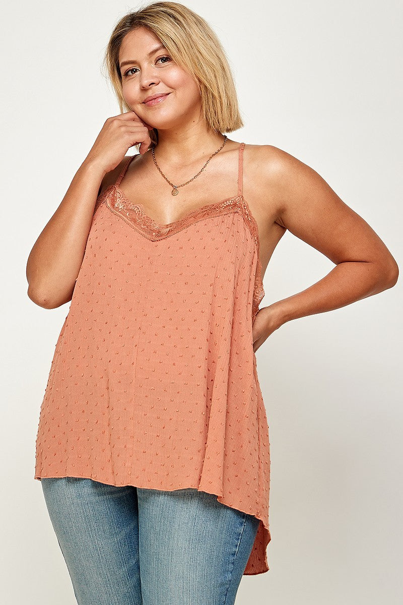 Plus Size, Clip Dot Solid Cami Tunic Look Up Deals