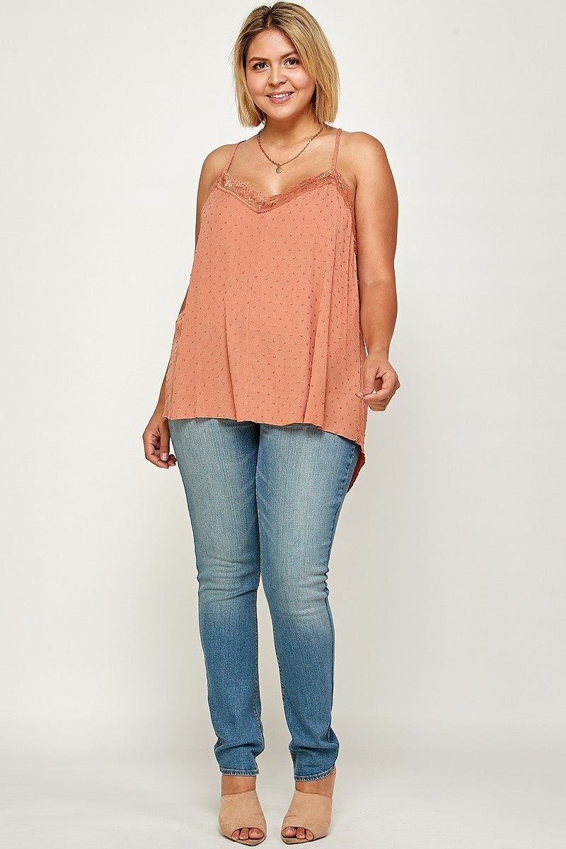 Plus Size, Clip Dot Solid Cami Tunic Look Up Deals