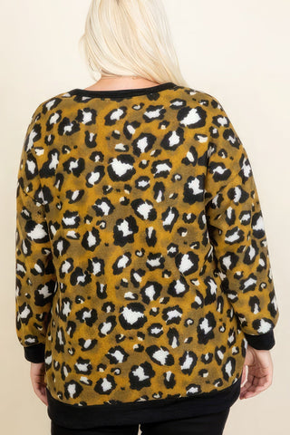 Plus Size Cozy Animal Mir Print With Brush Button Up Cardigan Look Up Deals