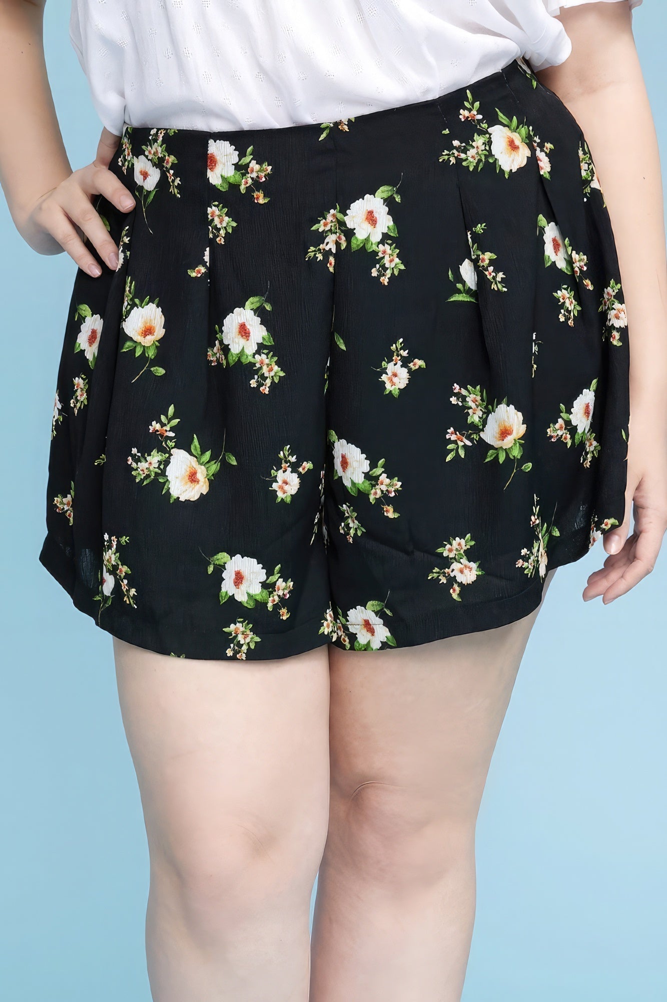 Plus Size Curvy, Floral Print Flowy Shorts Look Up Deals