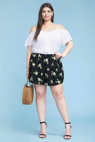 Plus Size Curvy, Floral Print Flowy Shorts Look Up Deals