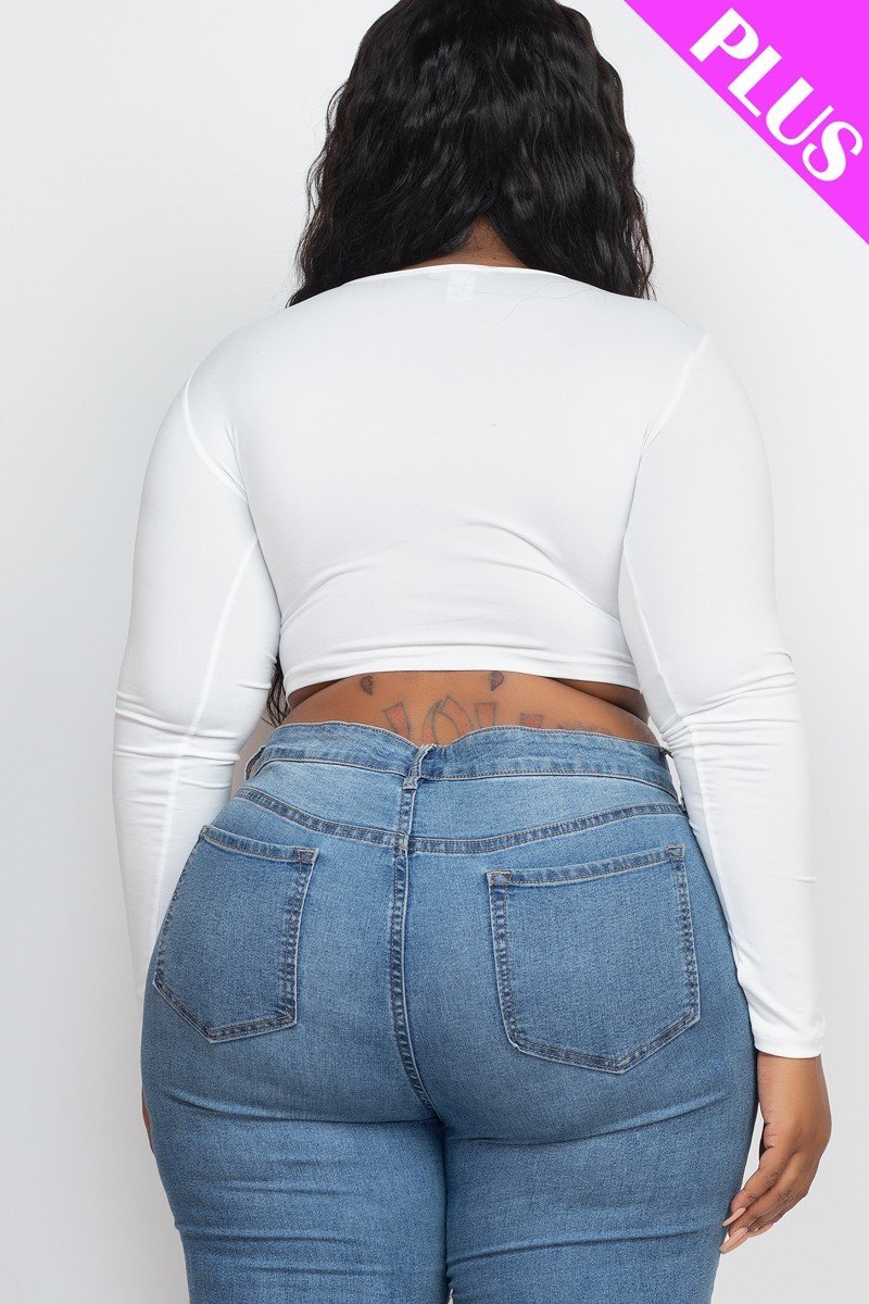 Plus Size Drawstring Ruched Cutout Crop Top Look Up Deals