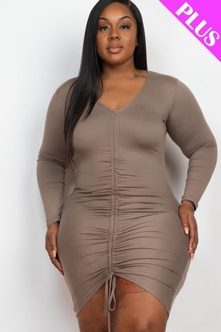 Plus Size Drawstring Ruched Front Look Up Deals