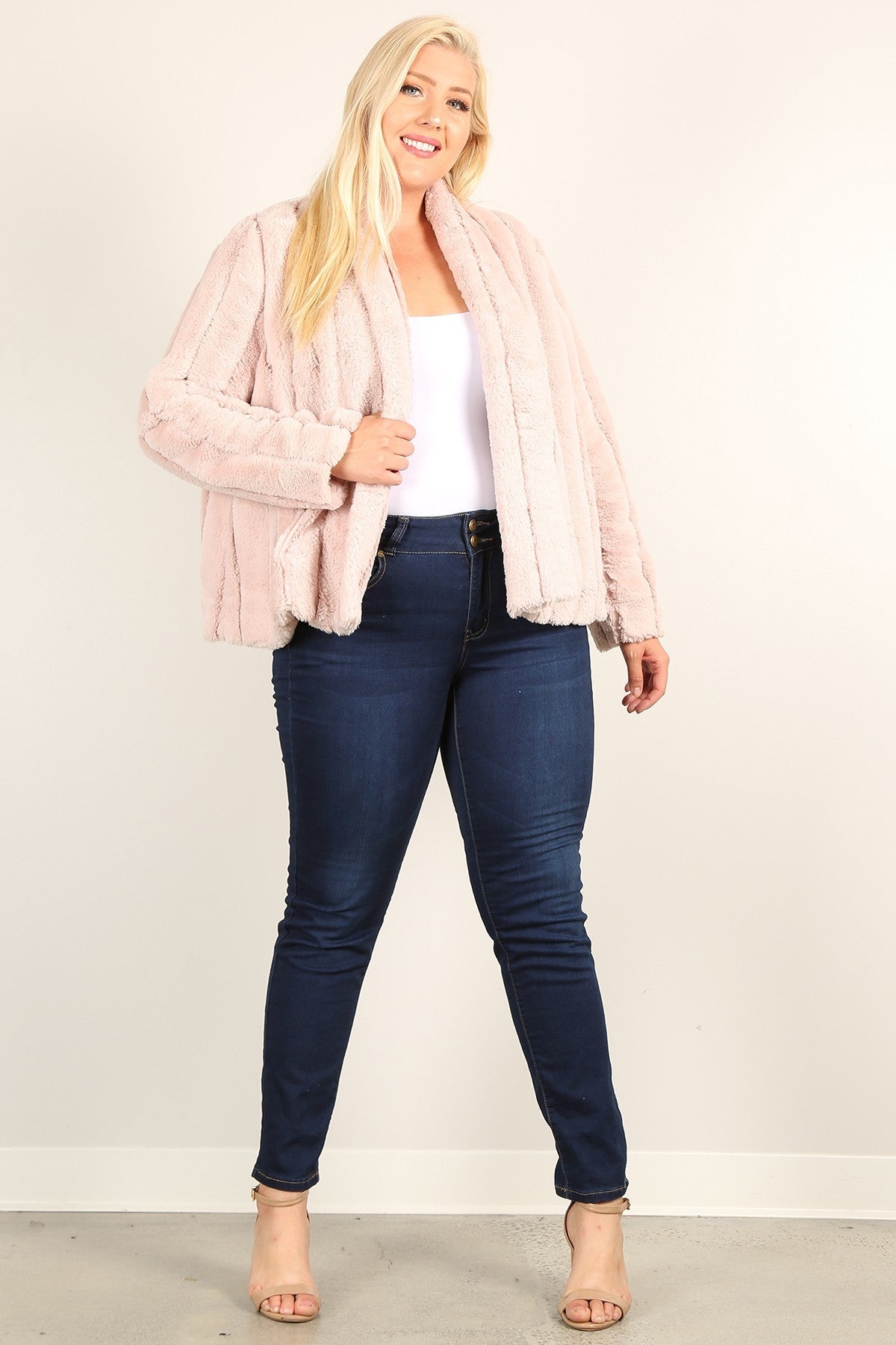 Plus Size Faux Fur Jackets With Open Front And Loose Fit Look Up Deals