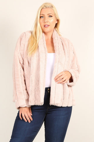 Plus Size Faux Fur Jackets With Open Front And Loose Fit Look Up Deals