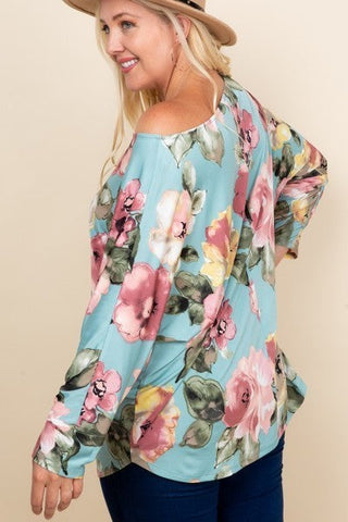 Plus Size Floral Printed Venezia One Shoulder Fashion Top Look Up Deals