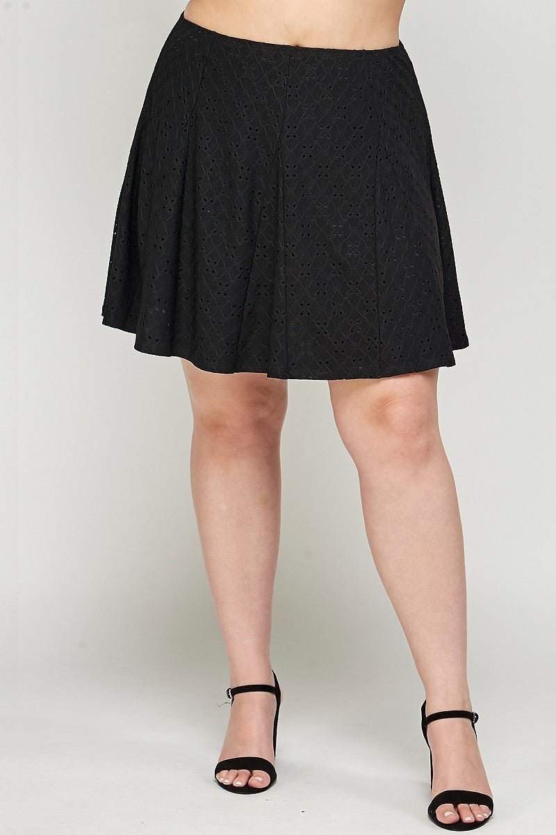 Plus Size, Knit Eyelet A-line Skirt Look Up Deals