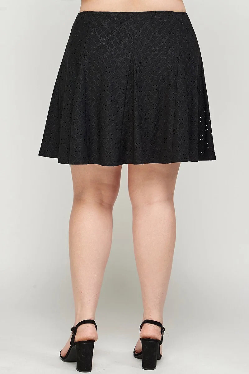 Plus Size, Knit Eyelet A-line Skirt Look Up Deals