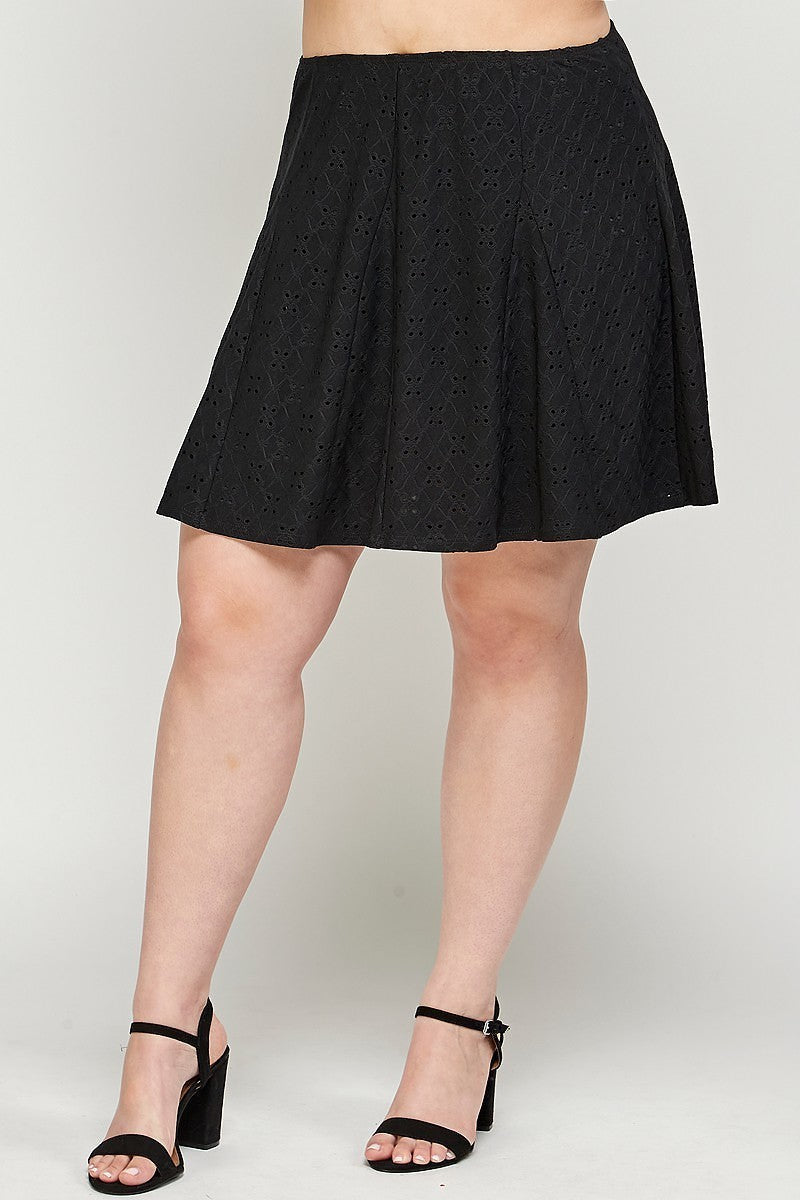 Plus Size, Knit Eyelet A-line Skirt Look Up Deals