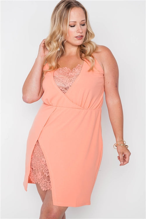 Plus Size Lace Detail Bodycon Mini Dress Look Up Deals