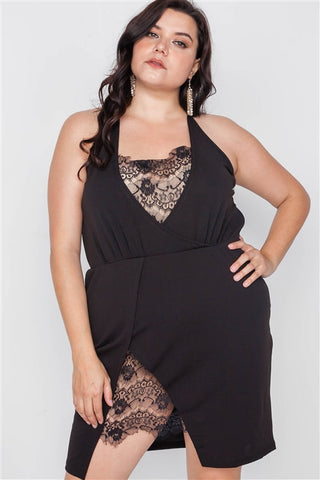 Plus Size Lace Detail Bodycon Mini Dress Look Up Deals