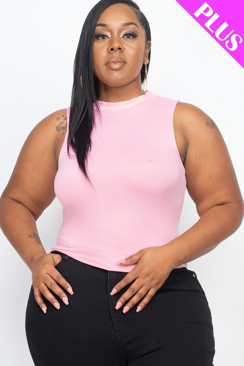 Plus Size Mock Neck Cropped Top Look Up Deals