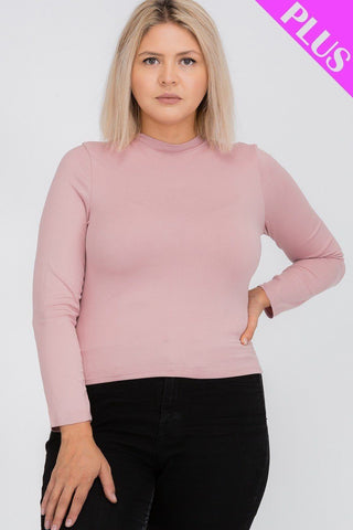 Plus Size Mock Neck Solid Top Look Up Deals