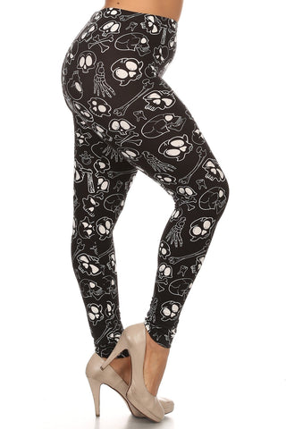 Plus Size Print, Full Length Leggings In A Fitted Style With A Banded High Waist Look Up Deals