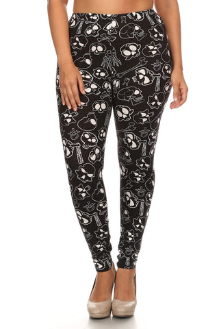 Plus Size Print, Full Length Leggings In A Fitted Style With A Banded High Waist Look Up Deals