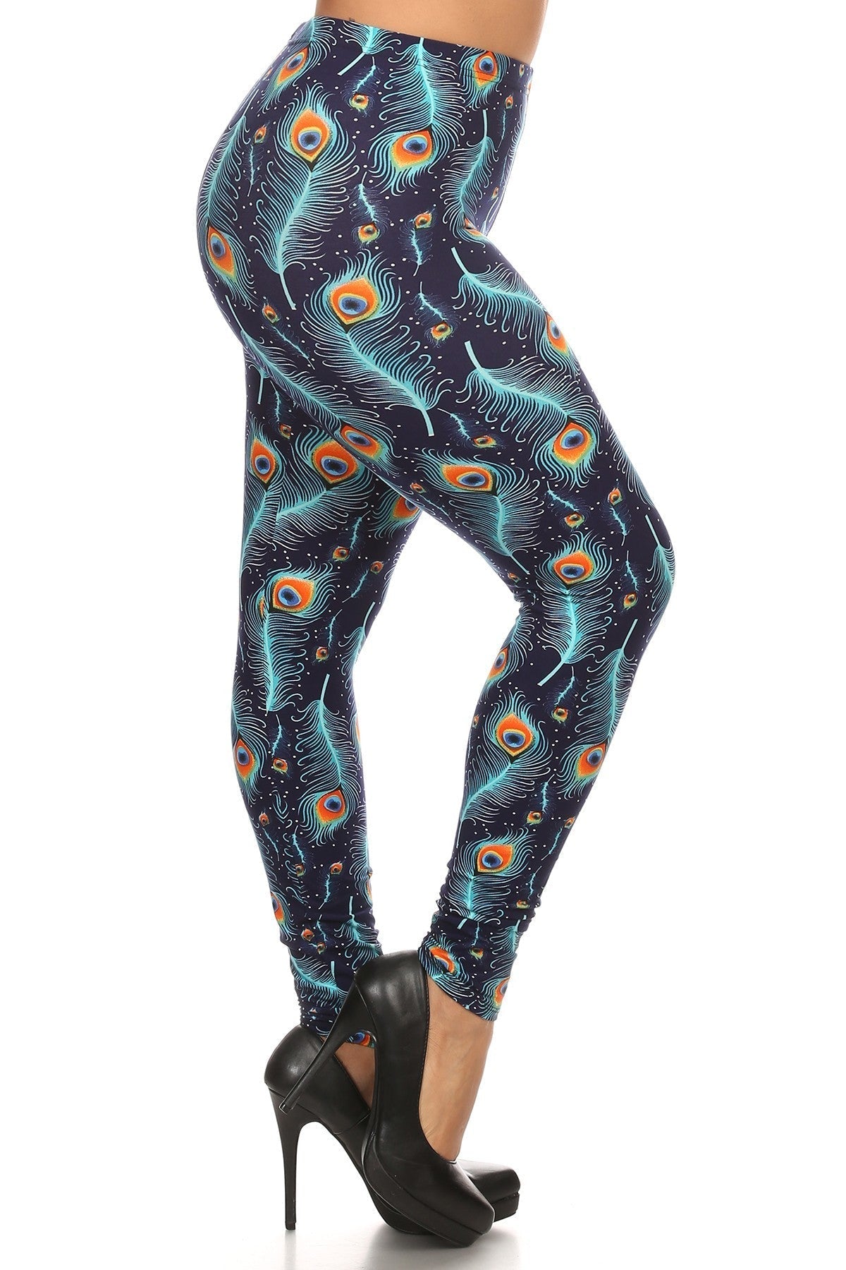 Plus Size Print, Full Length Leggings In A Slim Fitting Style With A Banded High Waist Look Up Deals