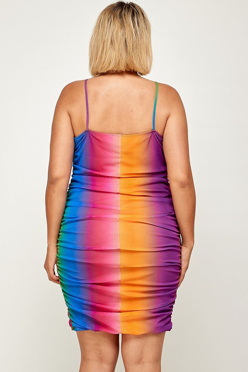 Plus Size Rainbow Ombre Print Cami Dress Look Up Deals