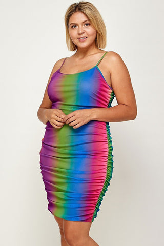 Plus Size Rainbow Ombre Print Cami Dress Look Up Deals