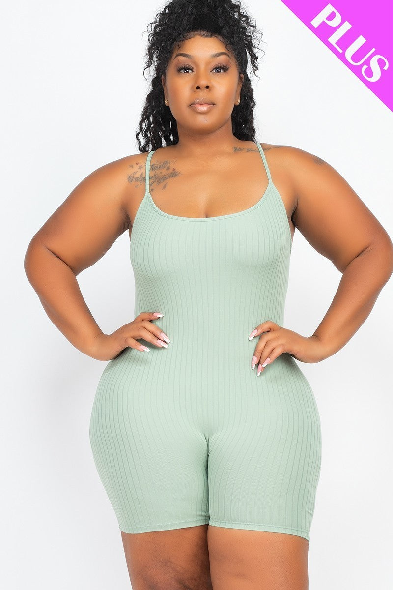 Plus Size Ribbed Bodycon Romper Look Up Deals