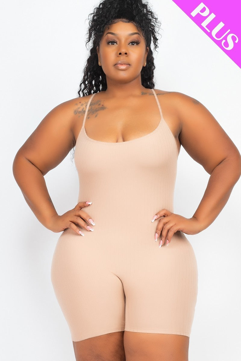 Plus Size Ribbed Bodycon Romper Look Up Deals