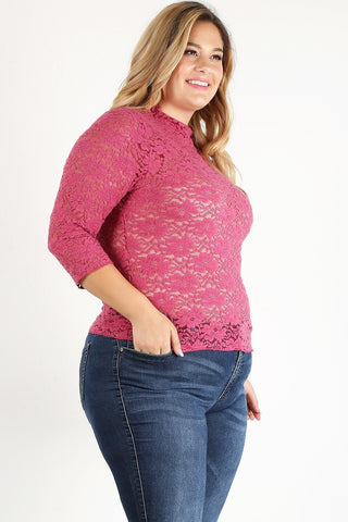 Plus Size Sheer Lace Fitted Top Look Up Deals