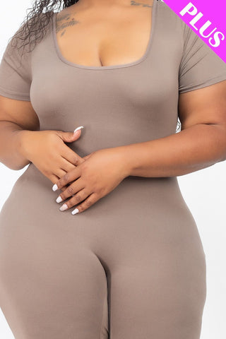 Plus Size Short Sleeve Bodycon Romper Look Up Deals