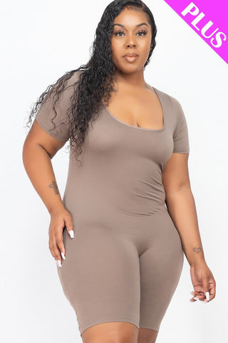 Plus Size Short Sleeve Bodycon Romper Look Up Deals