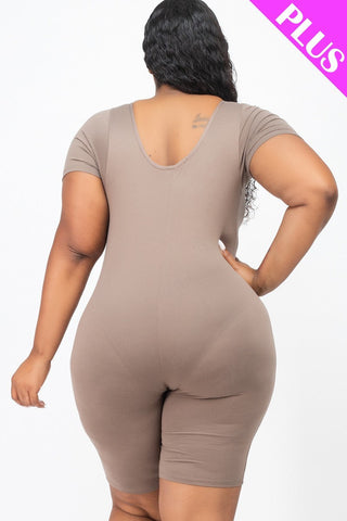 Plus Size Short Sleeve Bodycon Romper Look Up Deals