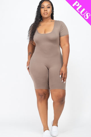 Plus Size Short Sleeve Bodycon Romper Look Up Deals