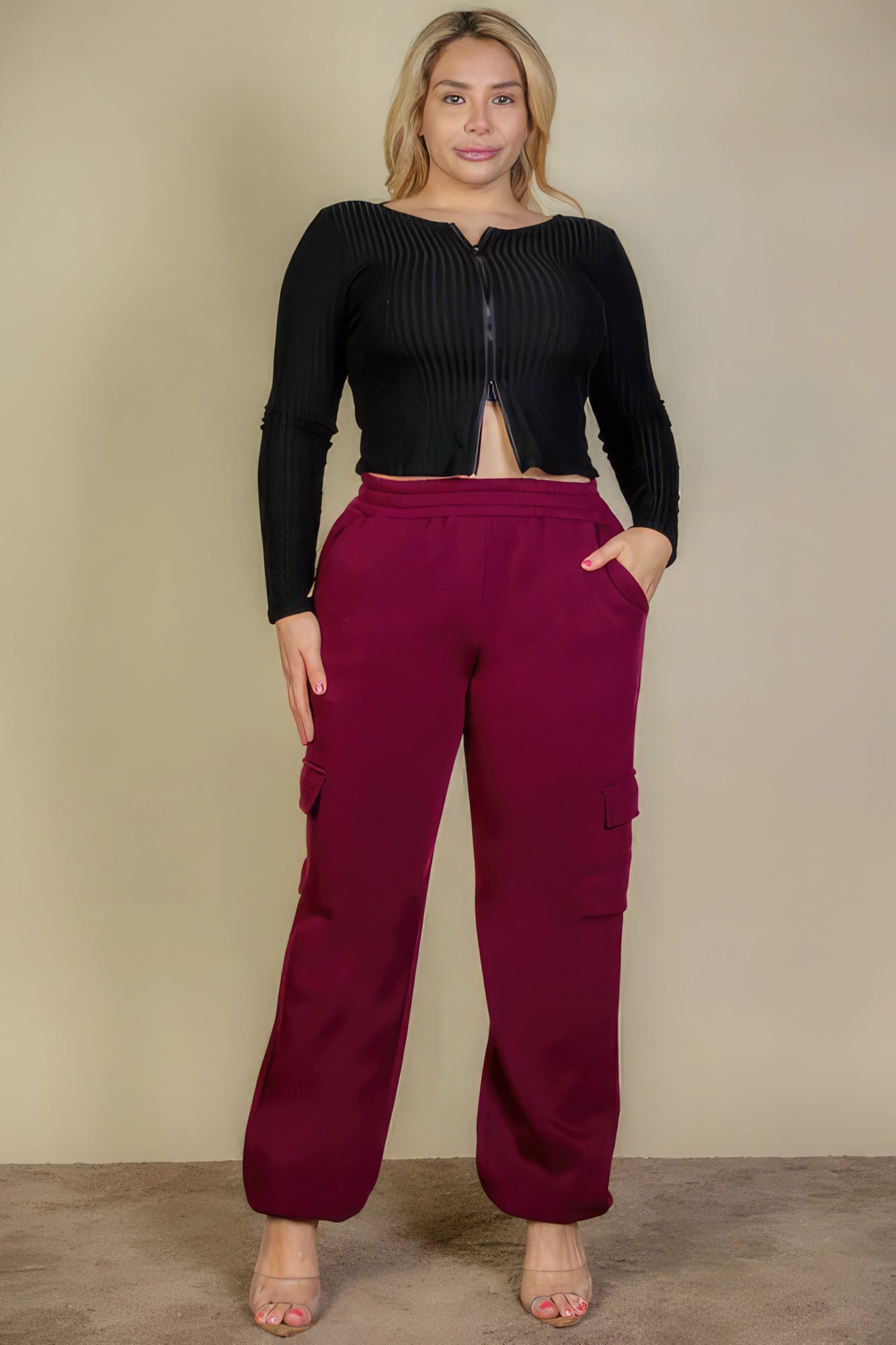 Plus Size Side Pocket Drawstring Waist Sweatpants Look Up Deals