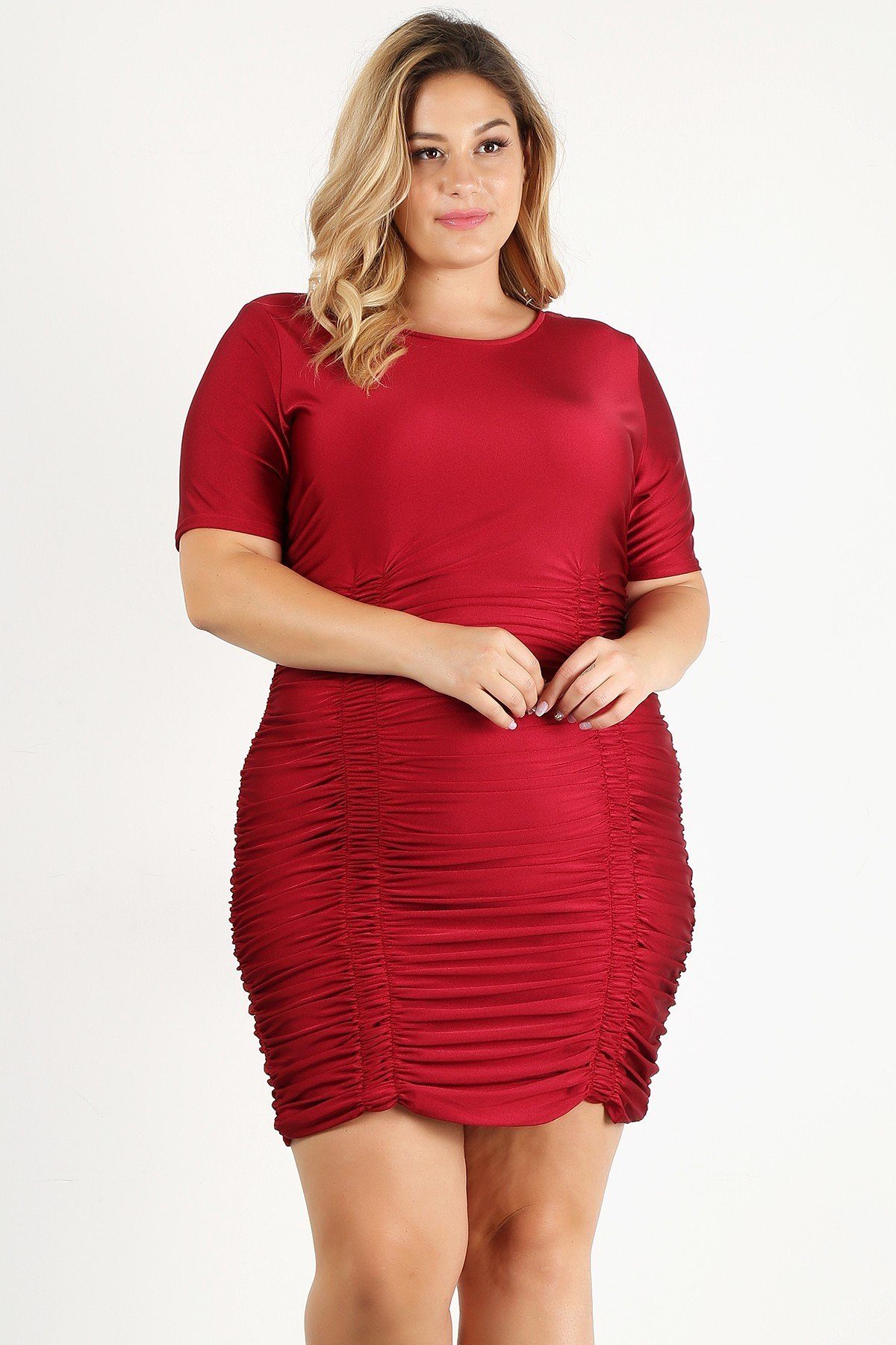 Plus Size Solid Bodycon Mini Dress Look Up Deals