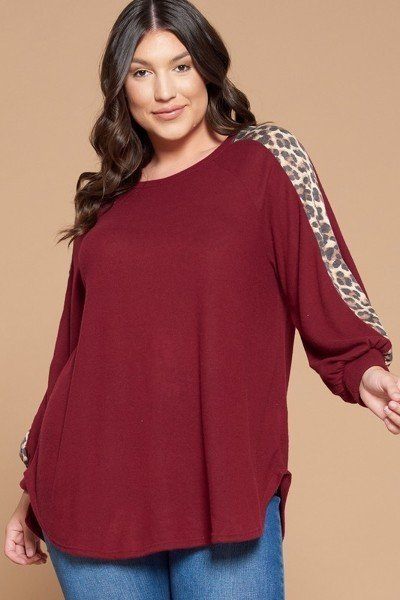 Plus Size Solid Hacci Brush Tunic Top Look Up Deals