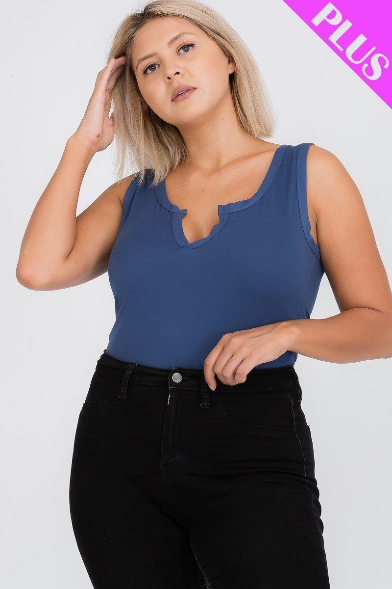 Plus Size Split Neckline Bodysuit Top Look Up Deals