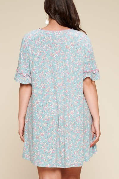 Plus Size Spring Floral Printed Lovely Swing Dress Look Up Deals