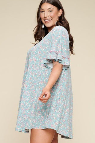 Plus Size Spring Floral Printed Lovely Swing Dress Look Up Deals